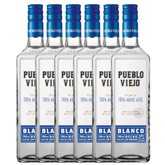 6-PACK OF PUEBLO VIEJO TEQUILA 100% AGAVE 1000ML